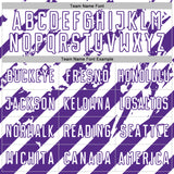 Custom White Purple Distressed Diagonal Stripe Pattern Sports Sublimation Soccer Uniform Jersey