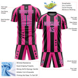 Custom Black Pink-Light Blue Stars And Stripes Sports Sublimation Soccer Uniform Jersey