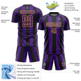Custom Black Purple-Yellow Stars And Stripes Sports Sublimation Soccer Uniform Jersey