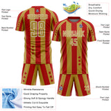 Custom Red Old Gold-White Stars And Stripes Sports Sublimation Soccer Uniform Jersey