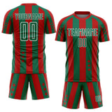 Custom Red Kelly Green-White Stars And Stripes Sports Sublimation Soccer Uniform Jersey