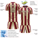 Custom Crimson Cream-Black Stars And Stripes Sports Sublimation Soccer Uniform Jersey