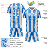 Custom White Powder Blue Stars And Stripes Sports Sublimation Soccer Uniform Jersey