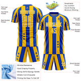 Custom Thunder Blue Yellow-White Stars And Stripes Sports Sublimation Soccer Uniform Jersey