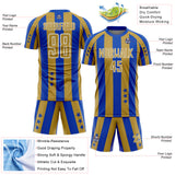 Custom Thunder Blue Old Gold-White Stars And Stripes Sports Sublimation Soccer Uniform Jersey