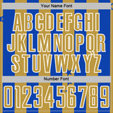 Custom Thunder Blue Old Gold-White Stars And Stripes Sports Sublimation Soccer Uniform Jersey