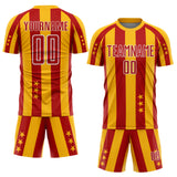 Custom Gold Red-White Stars And Stripes Sports Sublimation Soccer Uniform Jersey