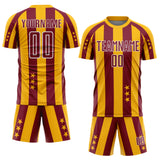 Custom Gold Crimson-White Stars And Stripes Sports Sublimation Soccer Uniform Jersey