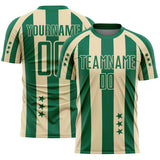 Custom Kelly Green Cream Stars And Stripes Sports Sublimation Soccer Uniform Jersey