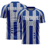 Custom Royal Gray-White Stars And Stripes Sports Sublimation Soccer Uniform Jersey