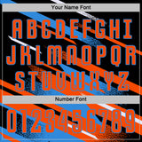 Custom Black Orange Powder Blue-White Grunge Stripe And Grainy Sports Sublimation Soccer Uniform Jersey