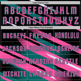 Custom Black Pink Teal-White Grunge Stripe And Grainy Sports Sublimation Soccer Uniform Jersey