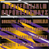 Custom Black Purple Gold-White Grunge Stripe And Grainy Sports Sublimation Soccer Uniform Jersey