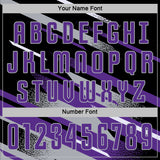Custom Black Purple Gray-White Grunge Stripe And Grainy Sports Sublimation Soccer Uniform Jersey