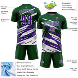 Custom Green Purple-White Grunge Stripe And Grainy Sports Sublimation Soccer Uniform Jersey