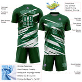 Custom Green Kelly Green-White Grunge Stripe And Grainy Sports Sublimation Soccer Uniform Jersey