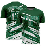 Custom Green Kelly Green-White Grunge Stripe And Grainy Sports Sublimation Soccer Uniform Jersey