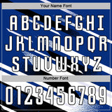 Custom Royal White-Black Grunge Stripe And Grainy Sports Sublimation Soccer Uniform Jersey