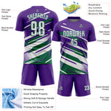 Custom Purple White-Kelly Green Grunge Stripe And Grainy Sports Sublimation Soccer Uniform Jersey