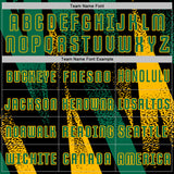 Custom Black Kelly Green-Gold Radial Burst Sports Sublimation Soccer Uniform Jersey