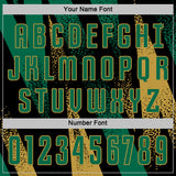 Custom Black Kelly Green-Old Gold Radial Burst Sports Sublimation Soccer Uniform Jersey