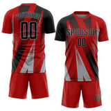 Custom Red Black-Gray Radial Burst Sports Sublimation Soccer Uniform Jersey