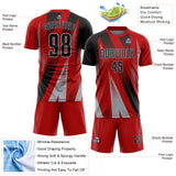 Custom Red Black-Gray Radial Burst Sports Sublimation Soccer Uniform Jersey