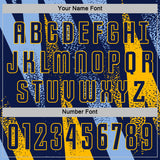 Custom Navy Light Blue-Gold Radial Burst Sports Sublimation Soccer Uniform Jersey