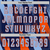 Custom Navy Light Blue-Orange Radial Burst Sports Sublimation Soccer Uniform Jersey