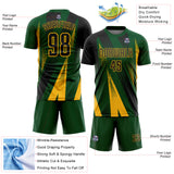 Custom Green Black-Gold Radial Burst Sports Sublimation Soccer Uniform Jersey