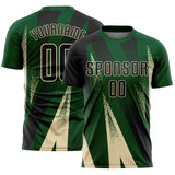 Custom Green Black-Cream Radial Burst Sports Sublimation Soccer Uniform Jersey