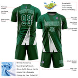Custom Green Kelly Green-White Radial Burst Sports Sublimation Soccer Uniform Jersey
