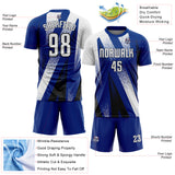 Custom Royal White-Black Radial Burst Sports Sublimation Soccer Uniform Jersey