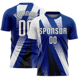 Custom Royal White-Black Radial Burst Sports Sublimation Soccer Uniform Jersey