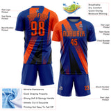 Custom Royal Orange-Black Radial Burst Sports Sublimation Soccer Uniform Jersey