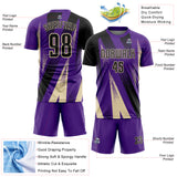 Custom Purple Black-Cream Radial Burst Sports Sublimation Soccer Uniform Jersey