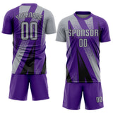 Custom Purple Black-Gray Radial Burst Sports Sublimation Soccer Uniform Jersey