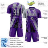 Custom Purple Black-Gray Radial Burst Sports Sublimation Soccer Uniform Jersey