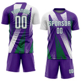 Custom Purple White-Kelly Green Radial Burst Sports Sublimation Soccer Uniform Jersey