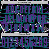 Custom Black Purple Teal-White Abstract Geometric Stripes Sports Sublimation Soccer Uniform Jersey
