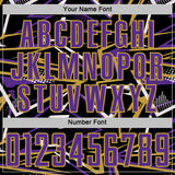 Custom Black Purple Old Gold-White Abstract Geometric Stripes Sports Sublimation Soccer Uniform Jersey