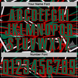 Custom Black Kelly Green Red-White Abstract Geometric Stripes Sports Sublimation Soccer Uniform Jersey