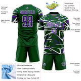 Custom Green Purple-White Abstract Geometric Stripes Sports Sublimation Soccer Uniform Jersey