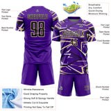 Custom Purple Black Cream-White Abstract Geometric Stripes Sports Sublimation Soccer Uniform Jersey