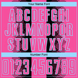 Custom Black Pink-Light Blue Zigzag Diamond Stripe Sports Sublimation Soccer Uniform Jersey