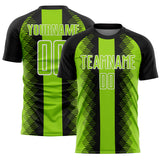 Custom Black Neon Green-White Zigzag Diamond Stripe Sports Sublimation Soccer Uniform Jersey