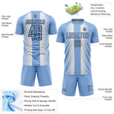 Custom Light Blue Black-White Zigzag Diamond Stripe Sports Sublimation Soccer Uniform Jersey