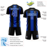 Custom Black Thunder Blue-White Zigzag Diamond Stripe Sports Sublimation Soccer Uniform Jersey