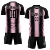 Custom Black Light Pink Zigzag Diamond Stripe Sports Sublimation Soccer Uniform Jersey