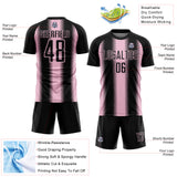 Custom Black Light Pink Zigzag Diamond Stripe Sports Sublimation Soccer Uniform Jersey